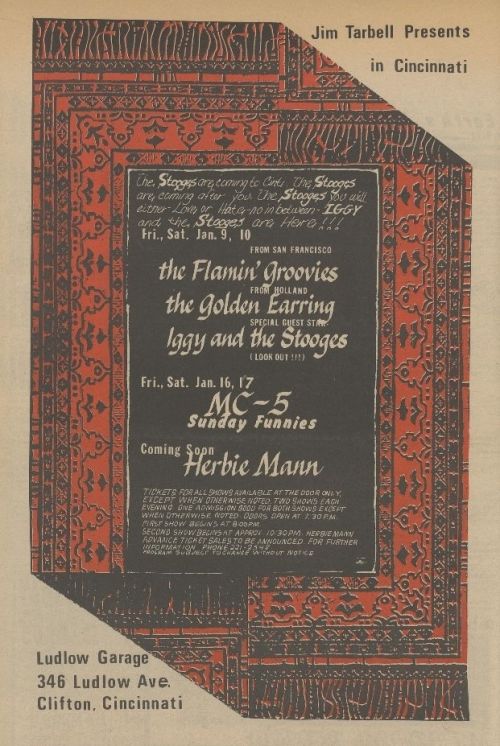 Golden Earring show poster January 09, 1970 Cincinnati - Ludlow Garage